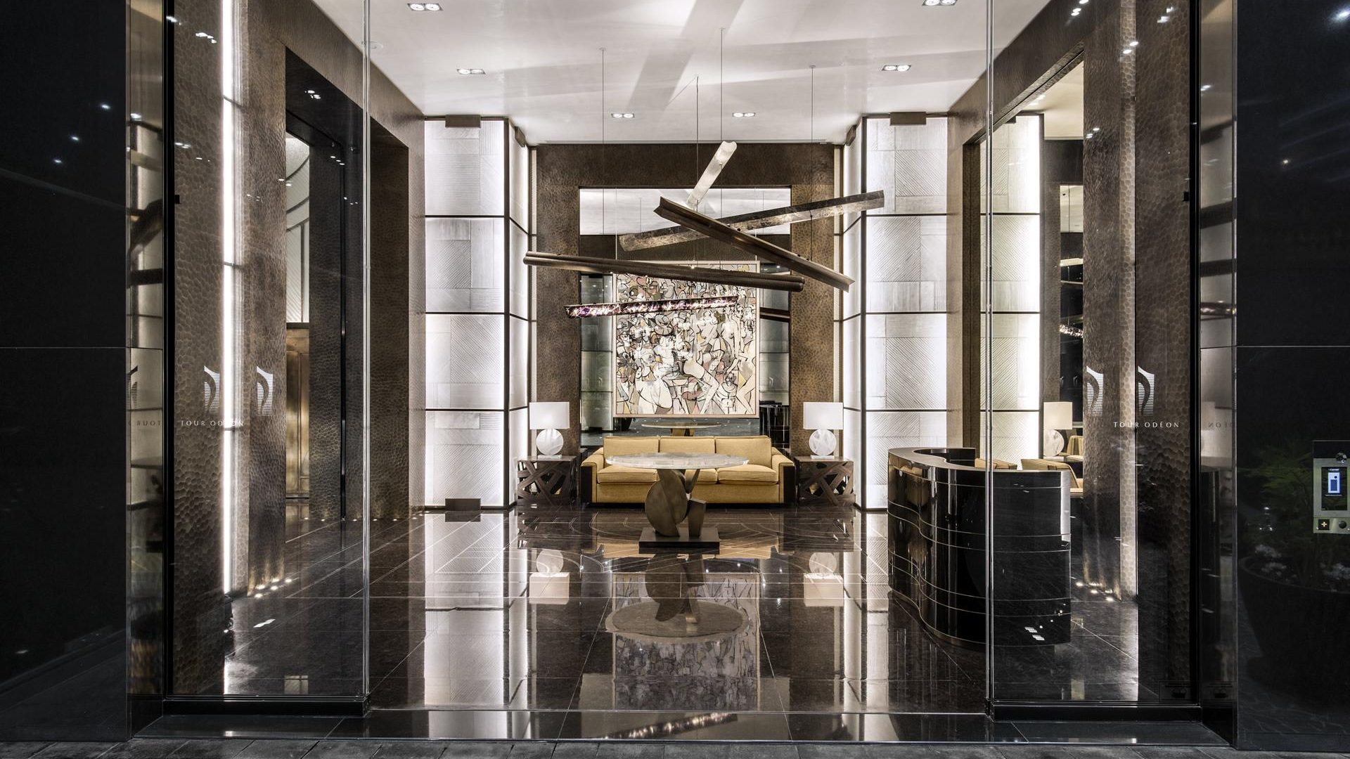 The lobby of Tour Odéon residence in