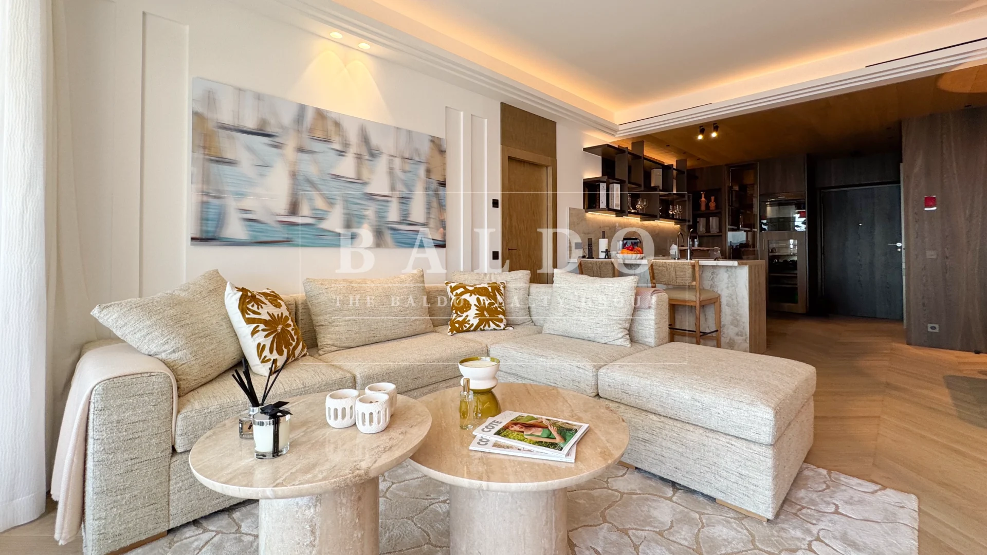 A living room in Le Mirabeau residence in Monaco