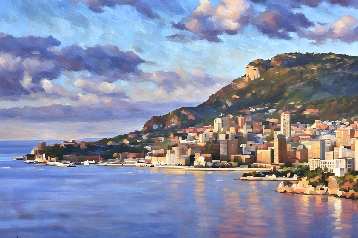 A painting of Monaco with Mareterra included