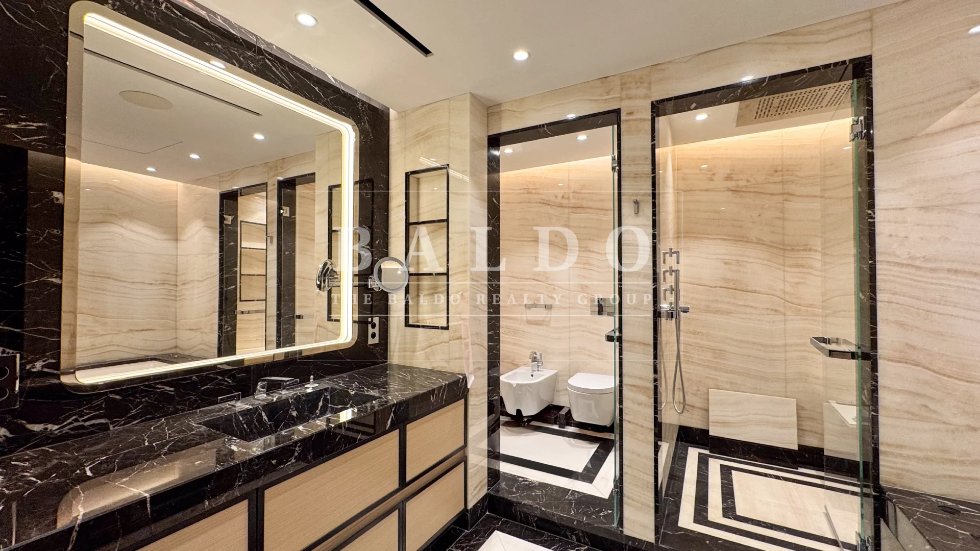 A photo of a bathroom in the Bay House residence in Larvotto Monaco