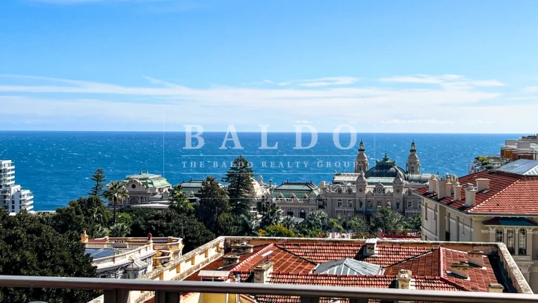 The view from an apartment in Riviera Palace Monaco. The view is of the Casino de Monte Carlo and Sea