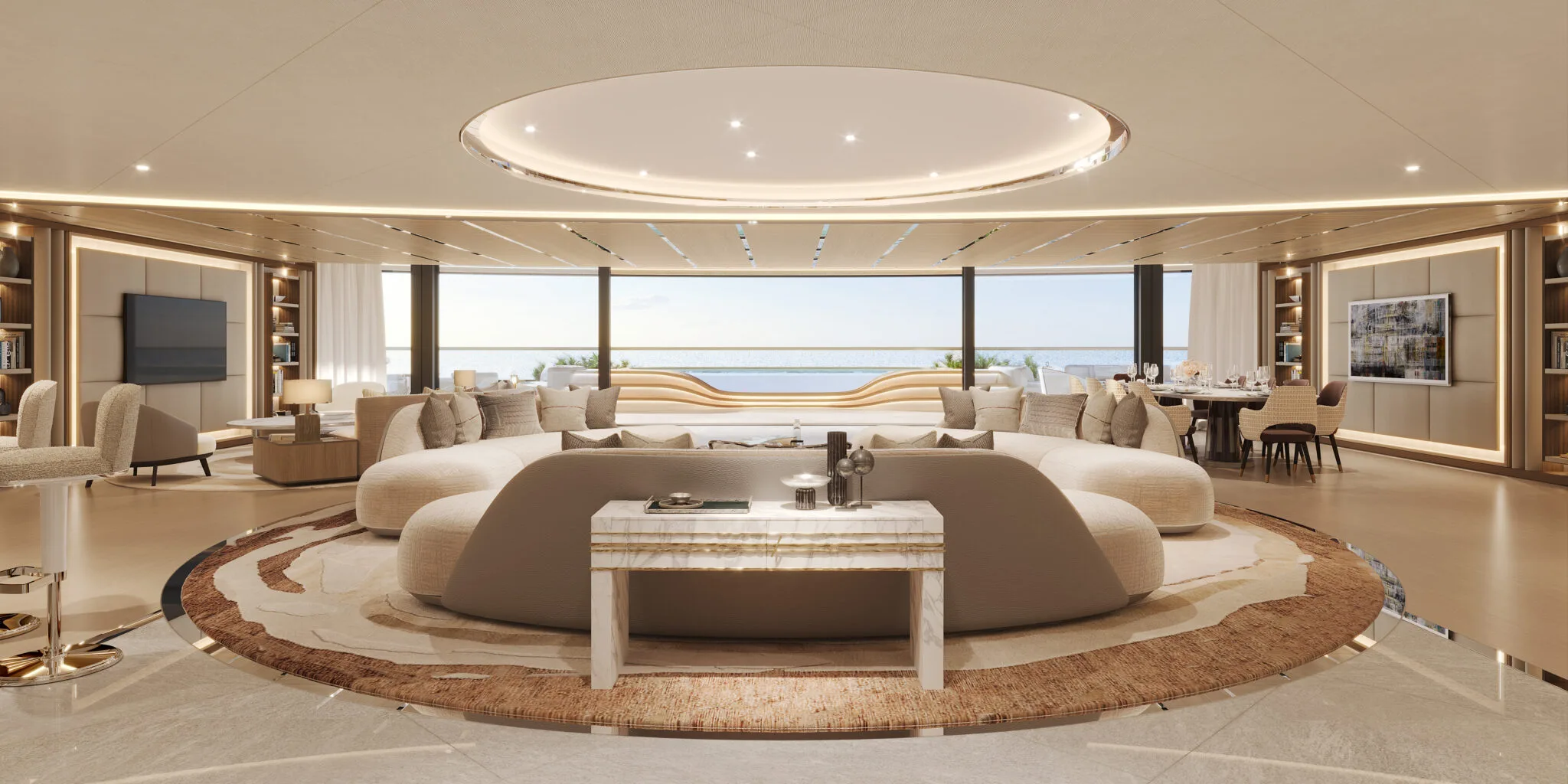Penthouse living room on Deck 10 of Ulyssia